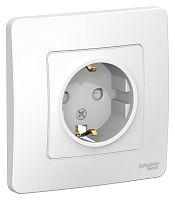 Розетка с заземлением с рамкой Systeme Electric Blanca 1-м. шторки белый картинка